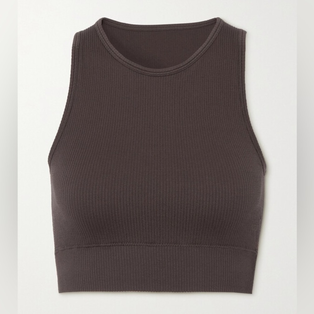 NWT! Skims Stretch Ribbed High Neck Bra in Soot (S/M)